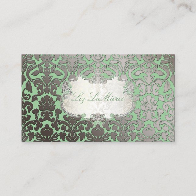PixDezines flora damask/faux platinum/diy colour Business Card (Front)