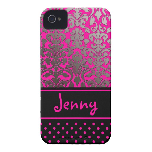 PixDezines Flora Damask/Pink+Black/DIY colour Case-Mate iPhone Case (Back)