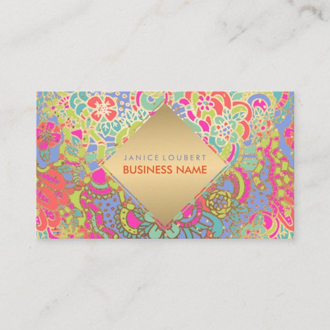 PixDezines Floral Boho Business Card (Front)