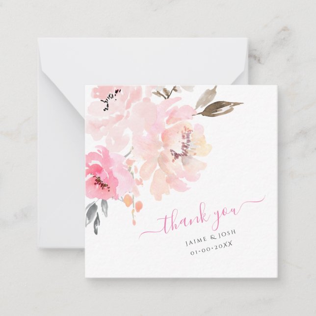 PixDezines Floral Watercolor Blush Pink Peonies Card (Front)