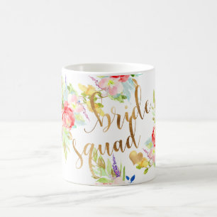 PixDezines Floral Watercolor Bride Squad Coffee Mug