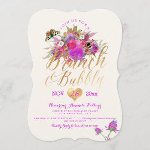 PixDezines Floral Watercolor Brunch+Bubbly Invitation
