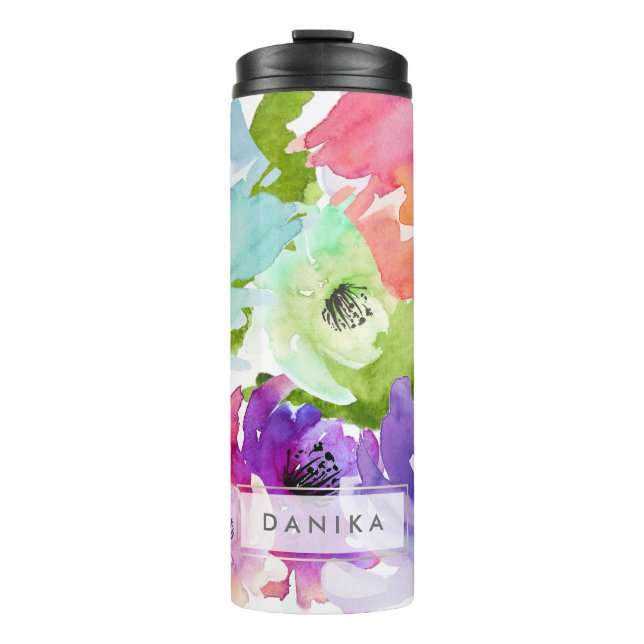 PixDezines Floral Watercolor/DIY background Thermal Tumbler (Front)