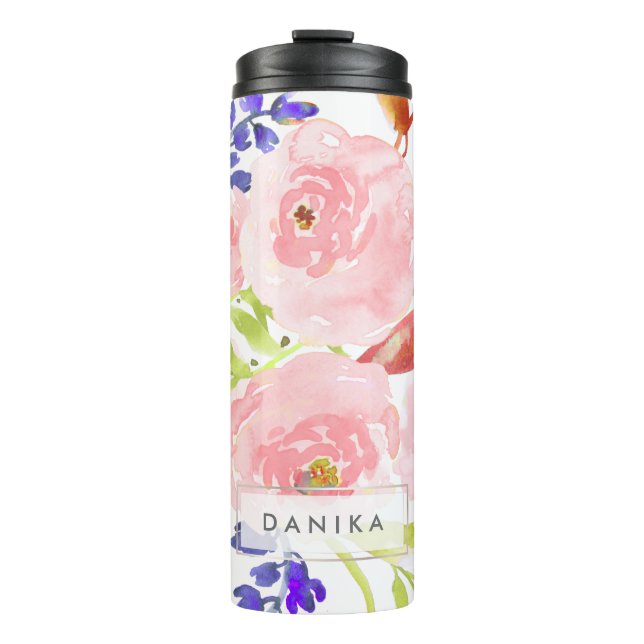 PixDezines Floral Watercolor/DIY background Thermal Tumbler (Front)