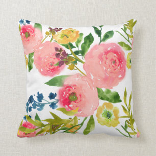 PixDezines Floral Watercolor/Ranunculus/Pink Cushion