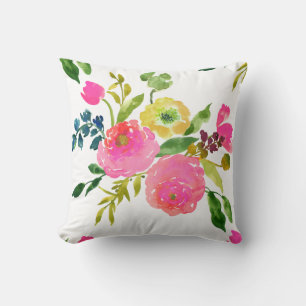 PixDezines Floral Watercolor/Ranunculus/Pink Cushion