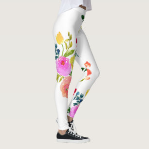 PixDezines Floral Watercolor/Ranunculus/Pink Leggings