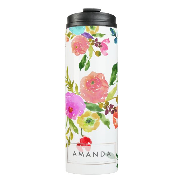 PixDezines Floral/Watercolor/Ranunculus Thermal Tumbler (Front)