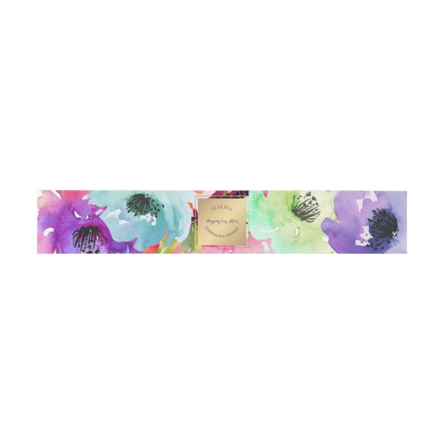 PixDezines Floral/Watercolor/Roses Invitation Belly Band (Flat)