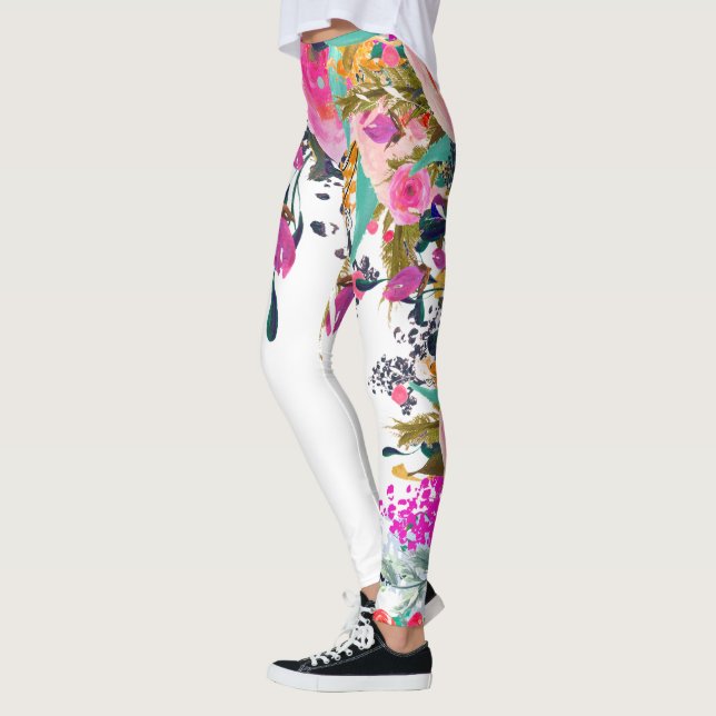 PixDezines Floral Watercolor/Spring Bouquet Leggings (Left)