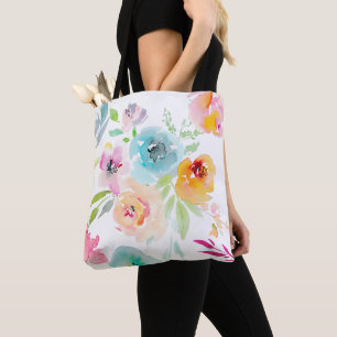 PixDezines Floral Watercolor Spring Peonies Tote Bag