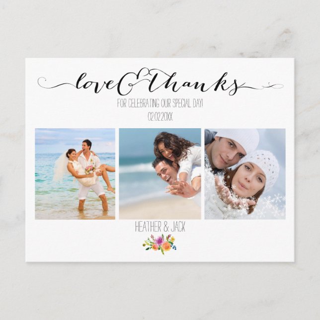 PixDezines Floral Wedding Thank You Postcard (Front)