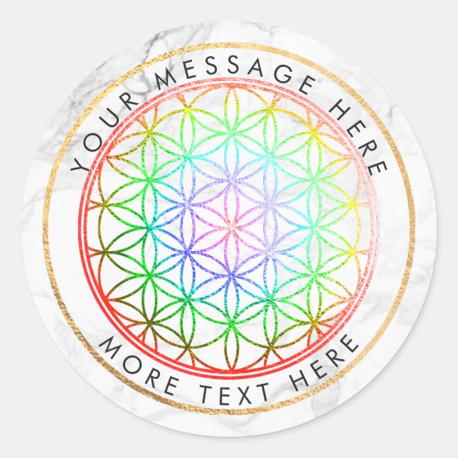 PixDezines FLOWER OF LIFE FAUX FOIL+MARBLE Classic Round Sticker (Front)