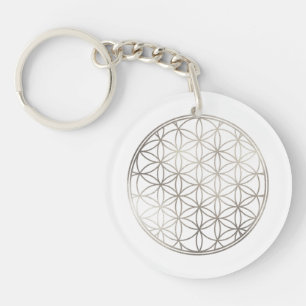 PixDezines Flower of Life / Faux Silver Key Ring