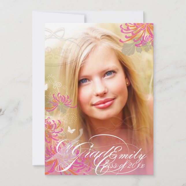 PixDezines Flowers Graduation Invitation (Front)