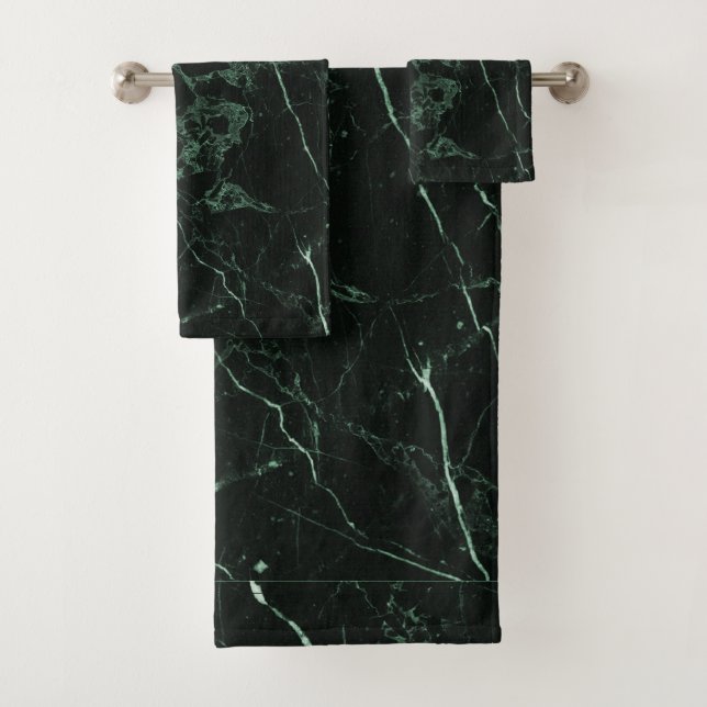 PixDezines FOREST GREEN MARBLE Bath Towel Set (Insitu)