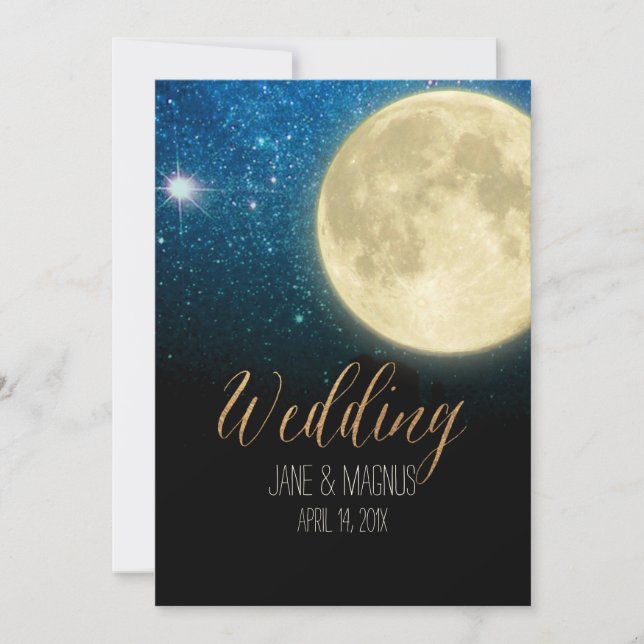 PixDezines Full Moon Midnight Sky/Collage NASA Invitation (Front)