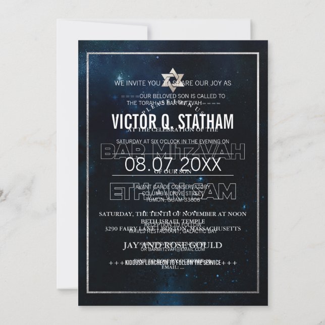 PixDezines Galaxy /Space Bat Mitzvah Invitation (Back)
