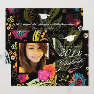 PixDezines Garden /Floral graduation Invitation
