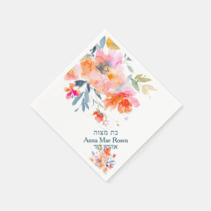 PixDezines Garden Roses, Orange Ombre Mitzvah Napkin