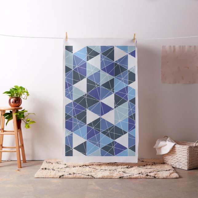 PixDezines geometric/blue hydrangeas Fabric (In Situ)