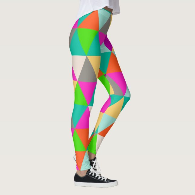 PixDezines Geometric/Triangles/Neon Colours Leggings (Right)