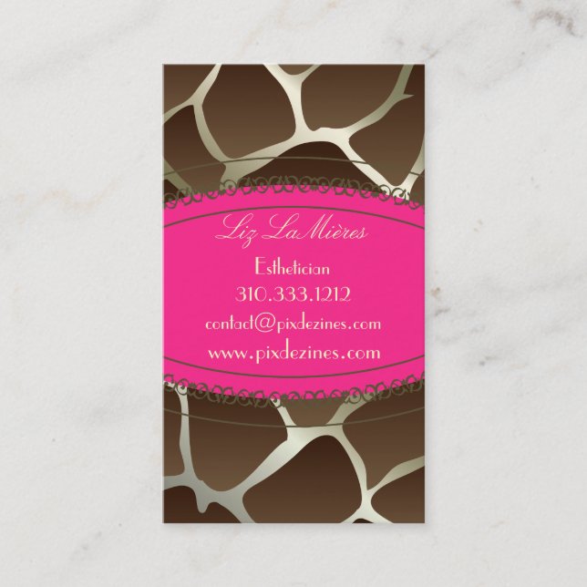 PixDezines Giraffe Print, Brown Business Card (Front)