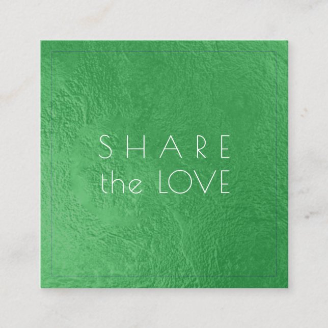 PixDezines Glam Share the Love Emerald Green Square Business Card (Front)