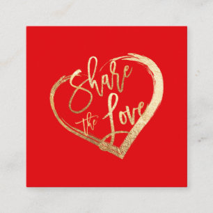 PixDezines Glam Share the Love Faux Gold Square Business Card