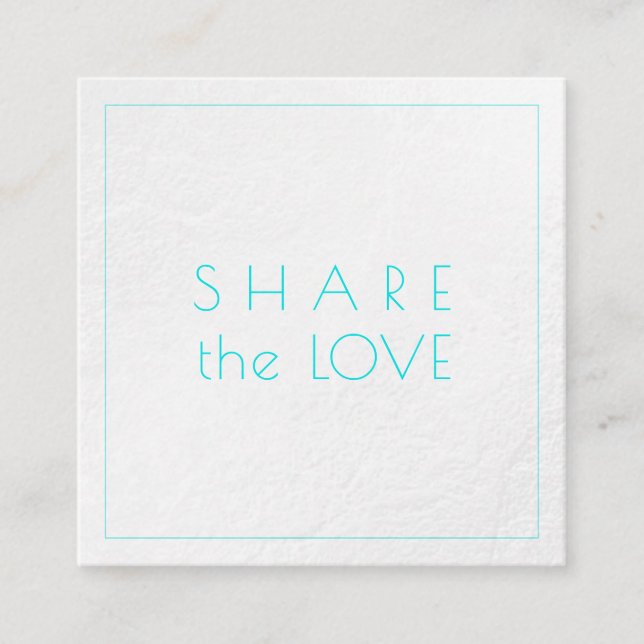 PixDezines Glam Share the Love Platinum+Aqua Square Business Card (Front)