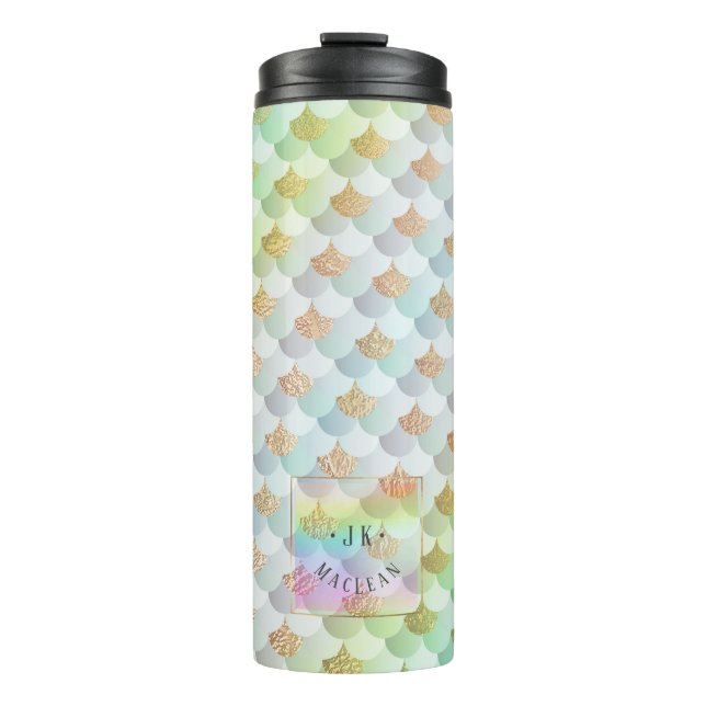 PixDezines Glitter Mermaid Scales, Cotton Candy Thermal Tumbler (Front)