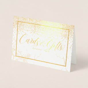PixDezines Gold Confetti/Cards+Gifts Table Signs Foil Card