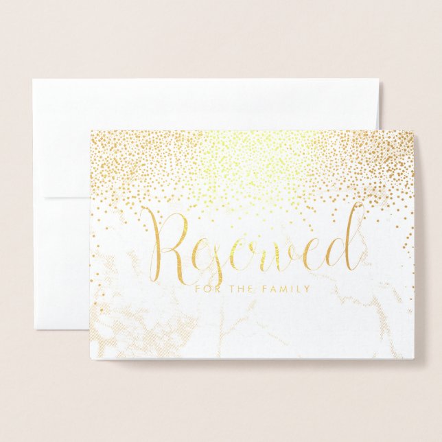 PixDezines Gold Confetti/Reserved Table Sign Foil Card (Front With Envelope)