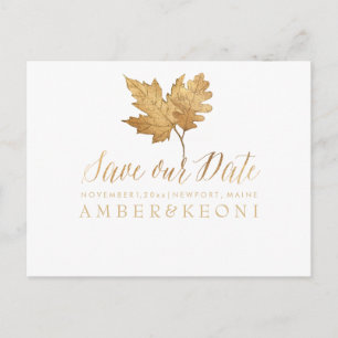 PixDezines Gold Fall Foliage/Save our Date Announcement Postcard