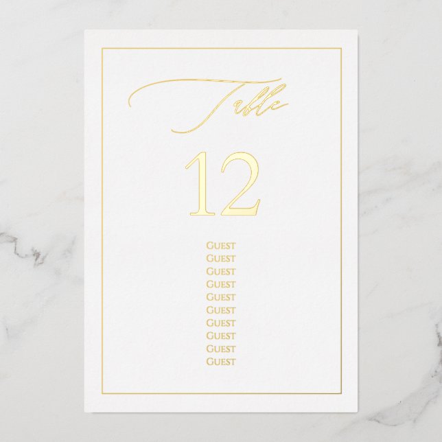 PixDezines Gold Foil Luxe Calligraphy Table Number (Front)