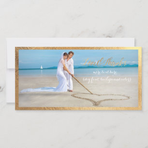 PixDezines Gold script/Love/Thanks/wedding photo Thank You Card