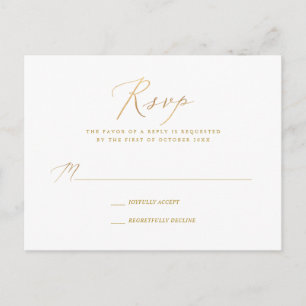 PixDezines Gold Tone Elegant Calligraphy RSVP Invitation Postcard