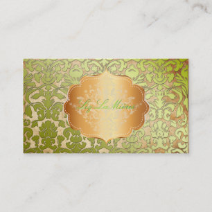 PixDezines green flora damask/faux parchment Business Card