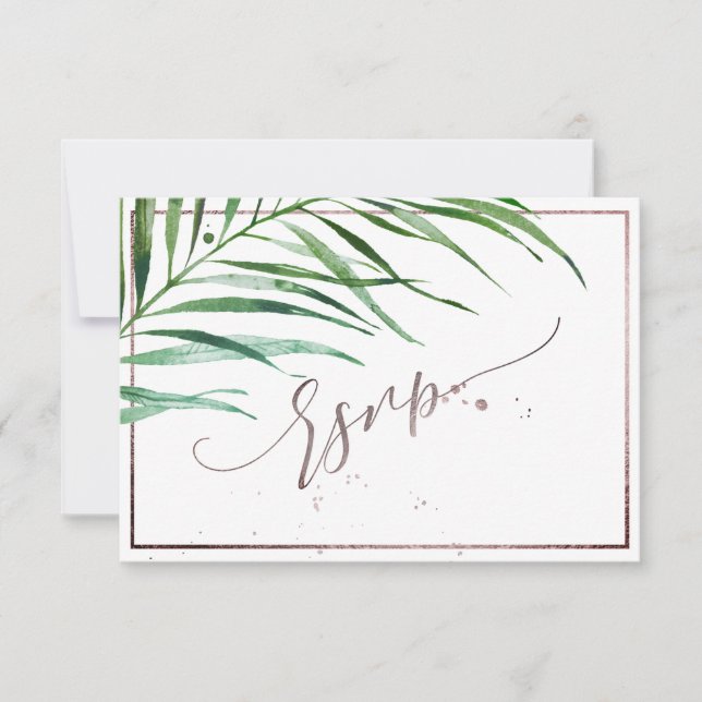PixDezines Greenery Palm Fronds RSVP Card (Front)