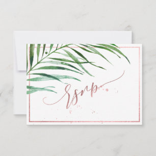 PixDezines Greenery RSVP Faux Rose Gold Card