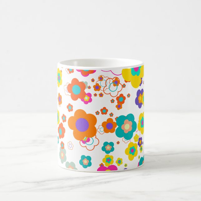 PixDezines groovy daisies/diy background colour Coffee Mug (Center)