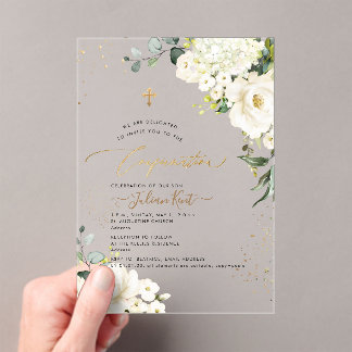 PixDezines H2 Alabaster Roses Hydrangeas Acrylic Invitations