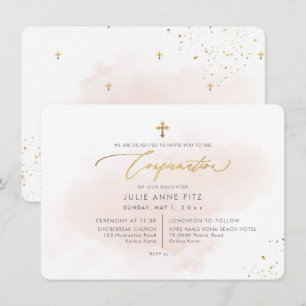 PixDezines H2 Blush Pink Washed Confirmation Invitation