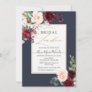 PixDezines H2 Burgundy Blush Bridal Luncheon Invitation