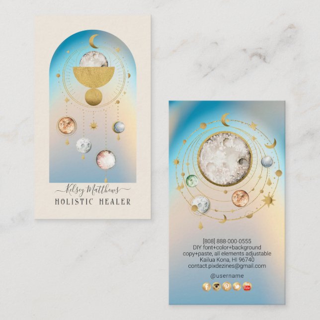 PixDezines H2 Celestial Works Faux Gold Business Card (Front/Back)