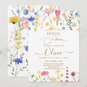 PixDezines H2 Delicate Wild Flowers Bridal Shower Invitation