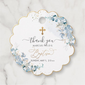 PixDezines H2 Dusty Blue Gum Eucalyptus Baptism Favour Tags