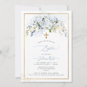 PixDezines H2 Dusty Blue Roses Baptism Invitation