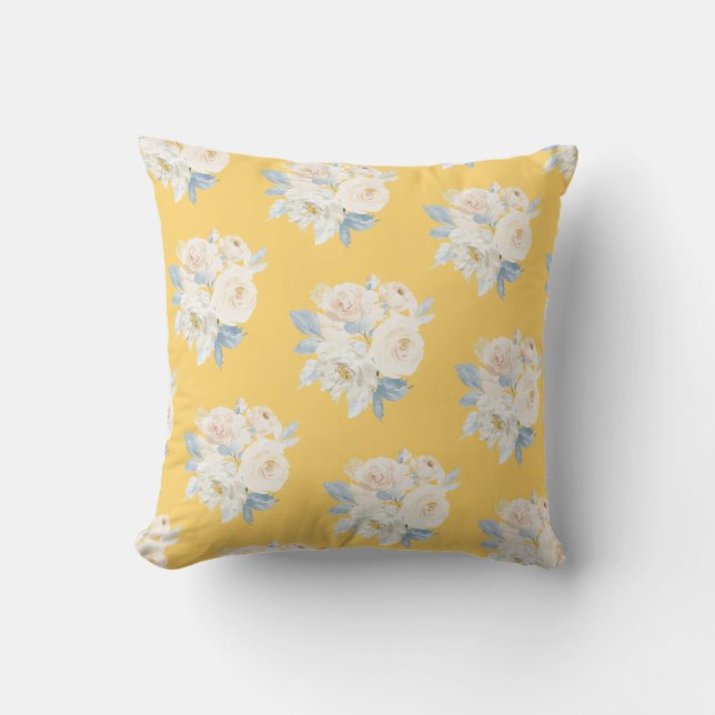PixDezines H2 Dusty Blue Roses Cushion (Front)