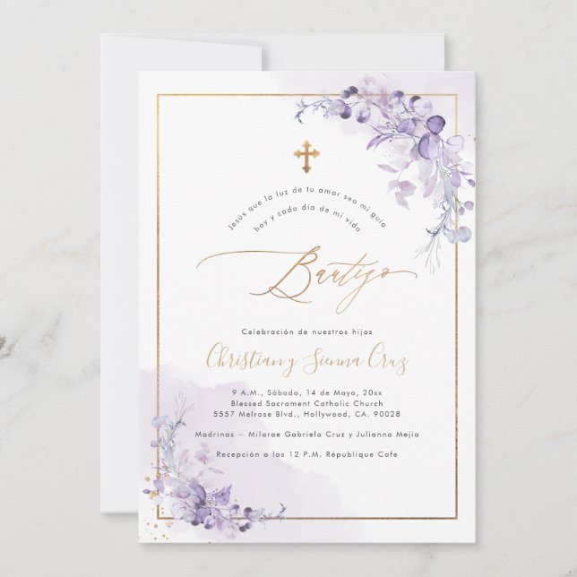 PixDezines H2 Eucalyptus Bautizo Invitation (Front)